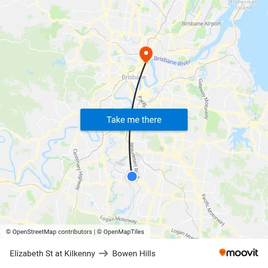 Elizabeth St at Kilkenny to Bowen Hills map