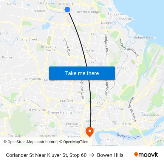 Coriander St Near Kluver St, Stop 60 to Bowen Hills map