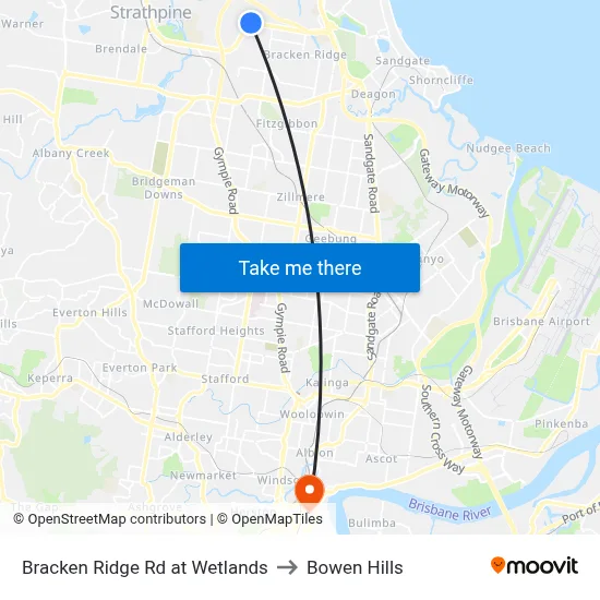 Bracken Ridge Rd at Wetlands to Bowen Hills map