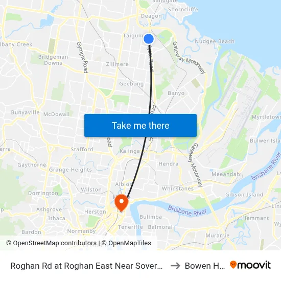 Roghan Rd at Roghan East Near Sovereign Pl to Bowen Hills map