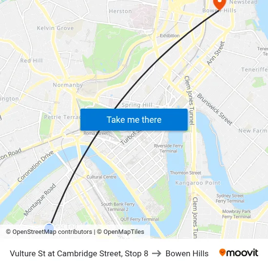 Vulture St at Cambridge Street, Stop 8 to Bowen Hills map