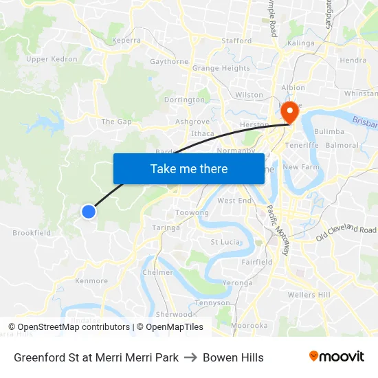 Greenford St at Merri Merri Park to Bowen Hills map