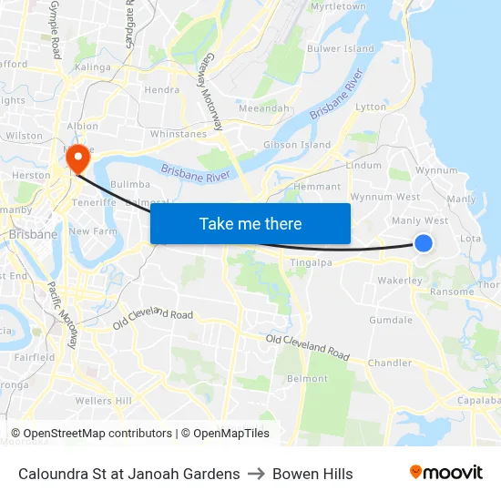 Caloundra St at Janoah Gardens to Bowen Hills map