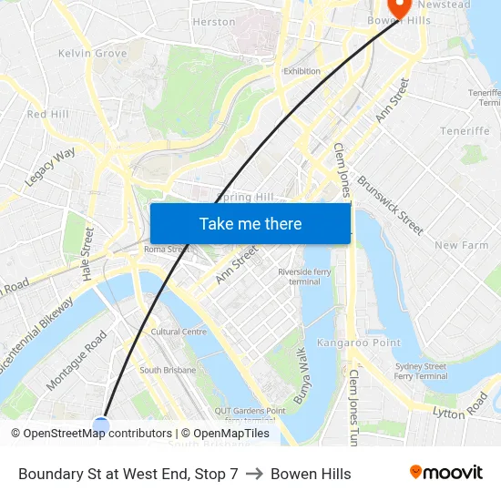 Boundary St at West End, Stop 7 to Bowen Hills map