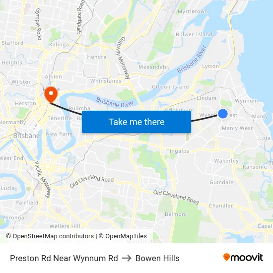 Preston Rd Near Wynnum Rd to Bowen Hills map