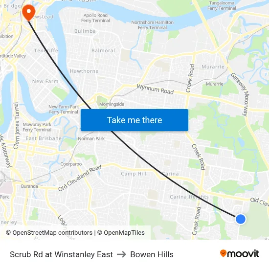 Scrub Rd at Winstanley East to Bowen Hills map