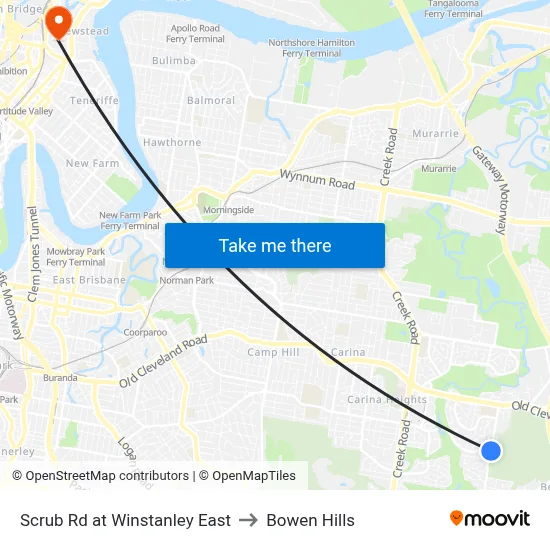 Scrub Rd at Winstanley East to Bowen Hills map