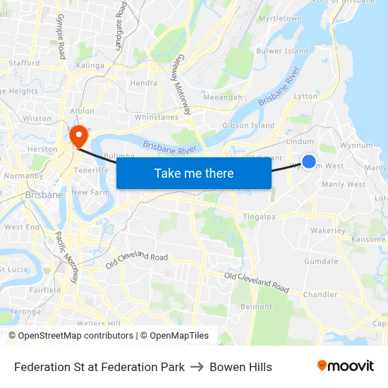 Federation St at Federation Park to Bowen Hills map