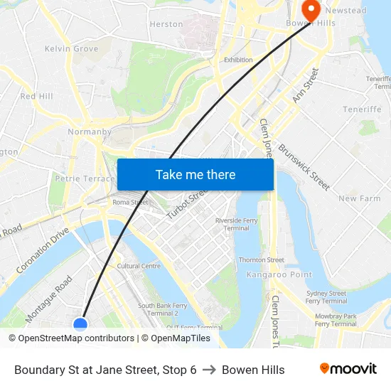 Boundary St at Jane Street, Stop 6 to Bowen Hills map