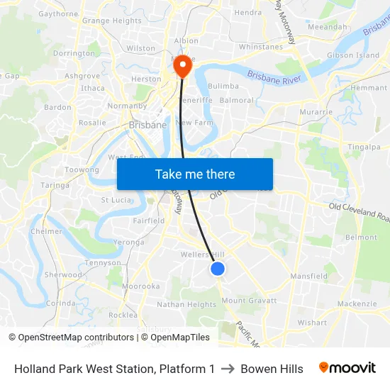 Holland Park West Station, Platform 1 to Bowen Hills map