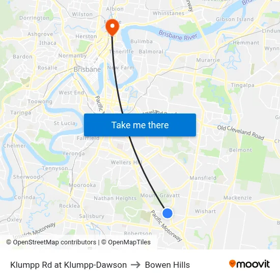 Klumpp Rd at Klumpp-Dawson to Bowen Hills map