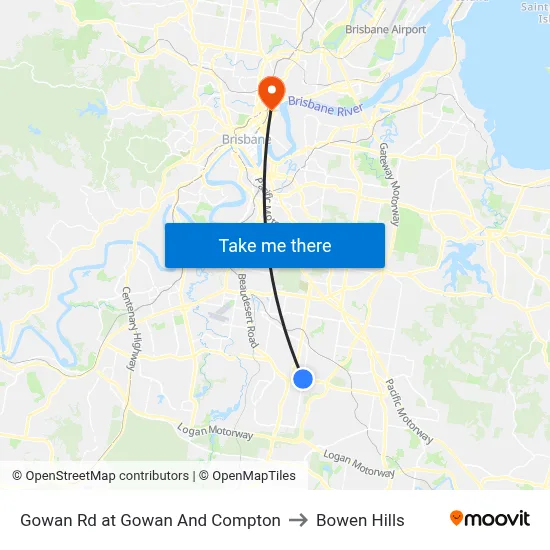 Gowan Rd at Gowan And Compton to Bowen Hills map