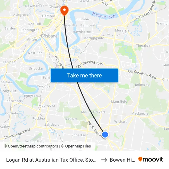Logan Rd at Australian Tax Office, Stop 80 to Bowen Hills map