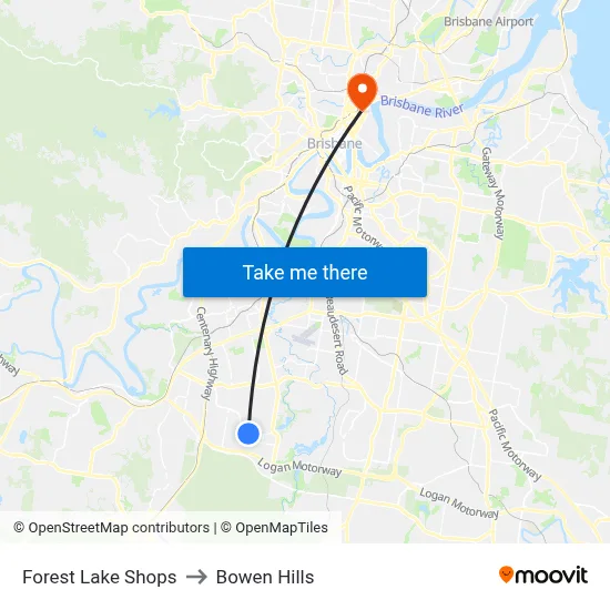 Forest Lake Shops to Bowen Hills map