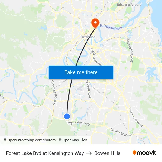 Forest Lake Bvd at Kensington Way to Bowen Hills map