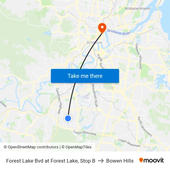 Forest Lake Bvd at Forest Lake, Stop B to Bowen Hills map