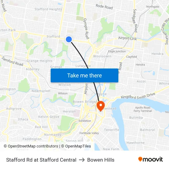 Stafford Rd at Stafford Central to Bowen Hills map