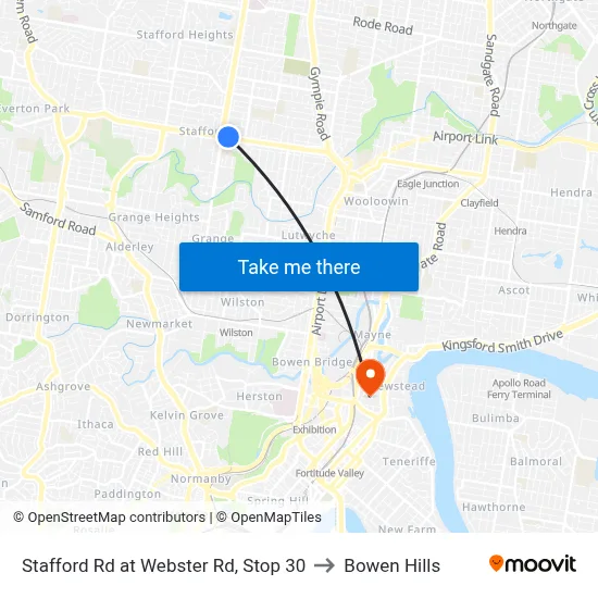 Stafford Rd at Webster Rd, Stop 30 to Bowen Hills map