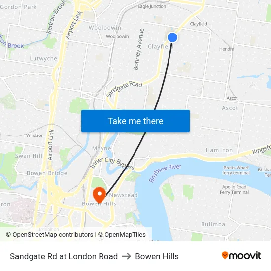 Sandgate Rd at London Road to Bowen Hills map