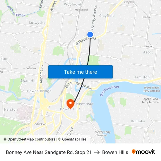 Bonney Ave Near Sandgate Rd, Stop 21 to Bowen Hills map