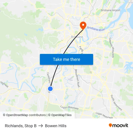 Richlands, Stop B to Bowen Hills map