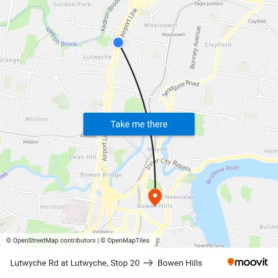 Lutwyche Rd at Lutwyche, Stop 20 to Bowen Hills map