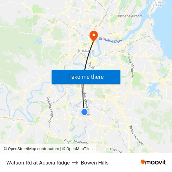 Watson Rd at Acacia Ridge to Bowen Hills map