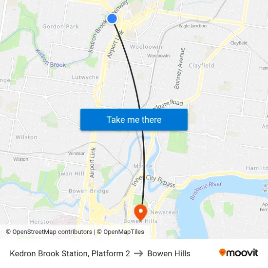 Kedron Brook Station, Platform 2 to Bowen Hills map