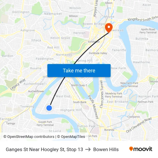 Ganges St Near Hoogley St, Stop 13 to Bowen Hills map