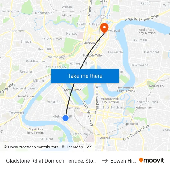 Gladstone Rd at Dornoch Terrace, Stop 11 to Bowen Hills map