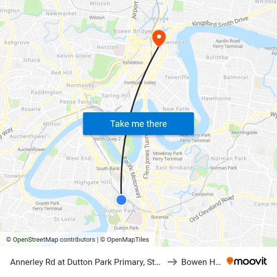 Annerley Rd at Dutton Park Primary, Stop 10 to Bowen Hills map