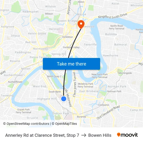 Annerley Rd at Clarence Street, Stop 7 to Bowen Hills map