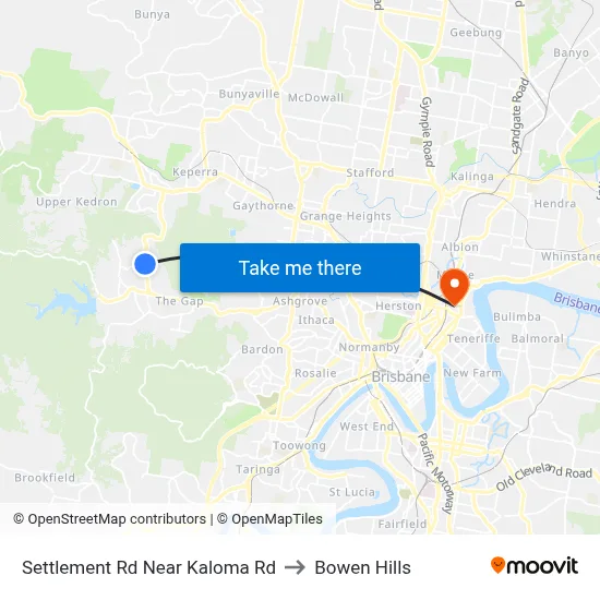 Settlement Rd Near Kaloma Rd to Bowen Hills map