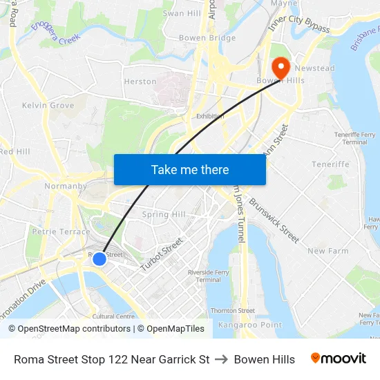 Roma Street Stop 122 Near Garrick St to Bowen Hills map