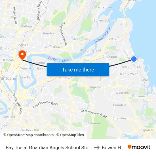 Bay Tce at Guardian Angels School Stop 95 to Bowen Hills map
