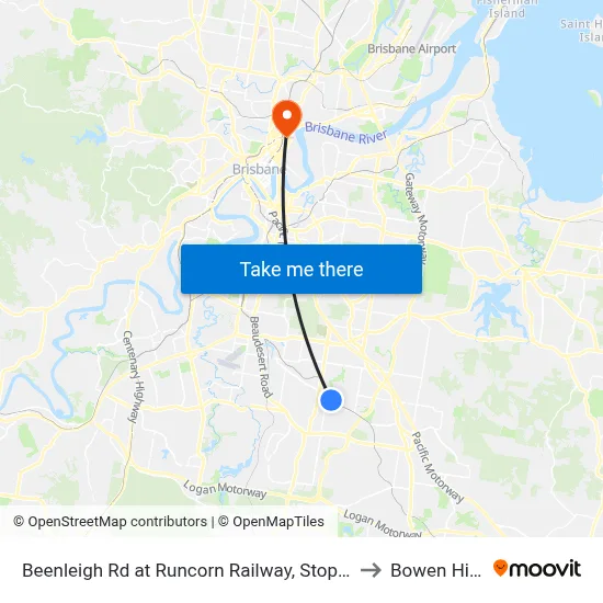 Beenleigh Rd at Runcorn Railway, Stop 72 to Bowen Hills map