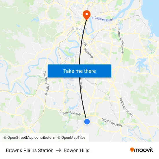 Browns Plains Station to Bowen Hills map