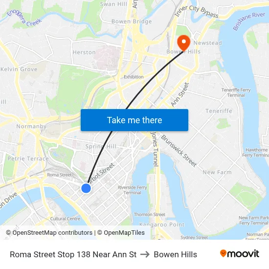 Roma Street Stop 138 Near Ann St to Bowen Hills map