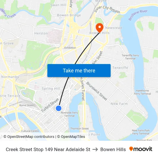 Creek Street Stop 149 Near Adelaide St to Bowen Hills map