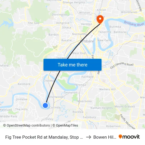 Fig Tree Pocket Rd at Mandalay, Stop 44 to Bowen Hills map