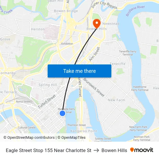 Eagle Street Stop 155 Near Charlotte St to Bowen Hills map
