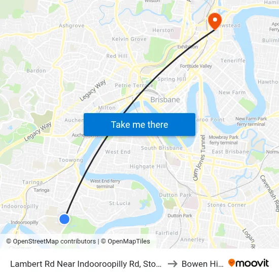 Lambert Rd Near Indooroopilly Rd, Stop 24 to Bowen Hills map