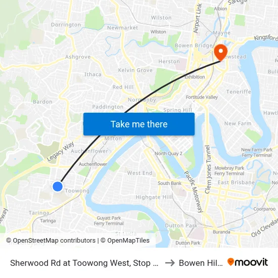 Sherwood Rd at Toowong West, Stop 22 to Bowen Hills map