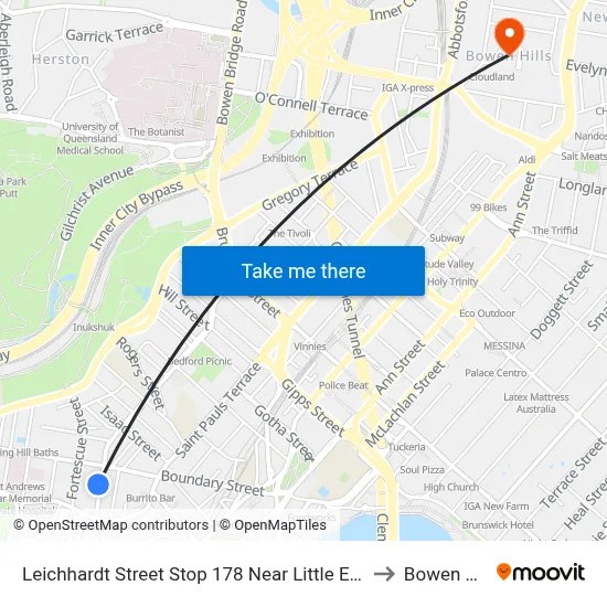Leichhardt Street Stop 178 Near Little Edward St to Bowen Hills map