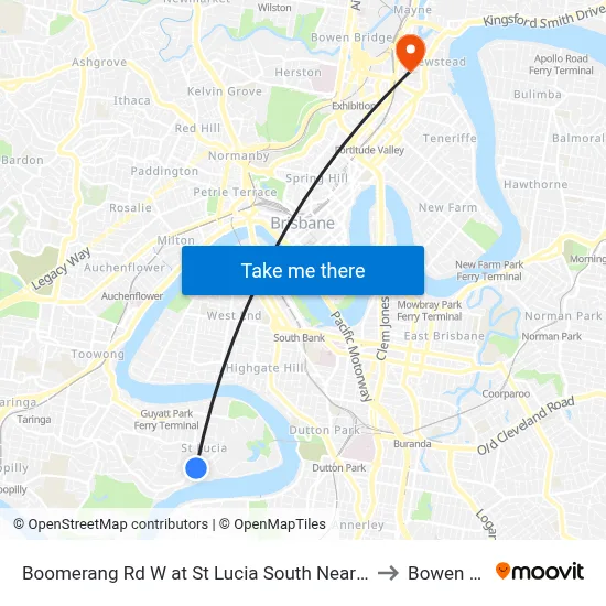 Boomerang Rd W at St Lucia South Near Hawken Dr to Bowen Hills map