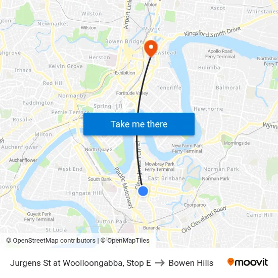 Jurgens St at Woolloongabba, Stop E to Bowen Hills map