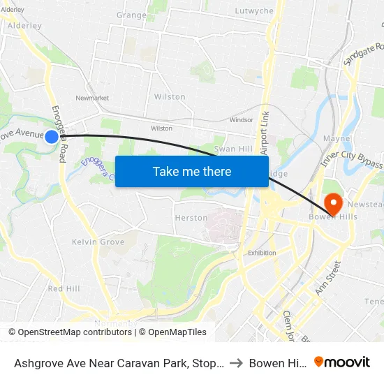 Ashgrove Ave Near Caravan Park, Stop 20 to Bowen Hills map