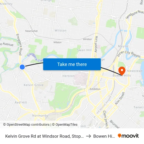 Kelvin Grove Rd at Windsor Road, Stop 16 to Bowen Hills map