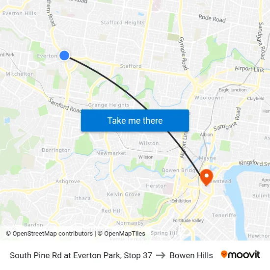 South Pine Rd at Everton Park, Stop 37 to Bowen Hills map