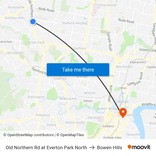 Old Northern Rd at Everton Park North to Bowen Hills map